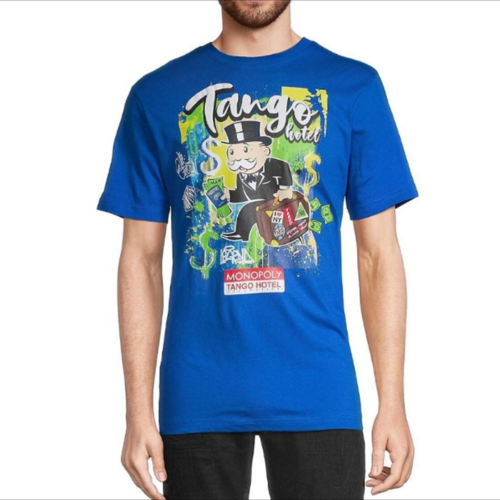 Monopoly X Tango Hotel Blue T-Shirt Mens size Medium NWT